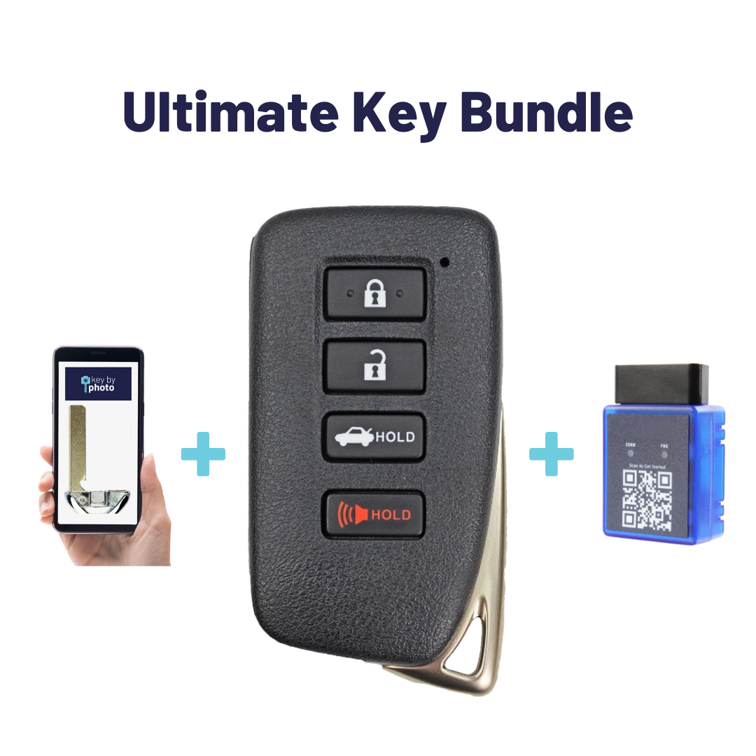Ultimate Smart Key Bundle with Programming Tool, Refurbished 4-Button Smart Key Fob and Key By Photo for Select Lexus Vehicles (LEXSK-4B-TR-47-REF-K-UKB)