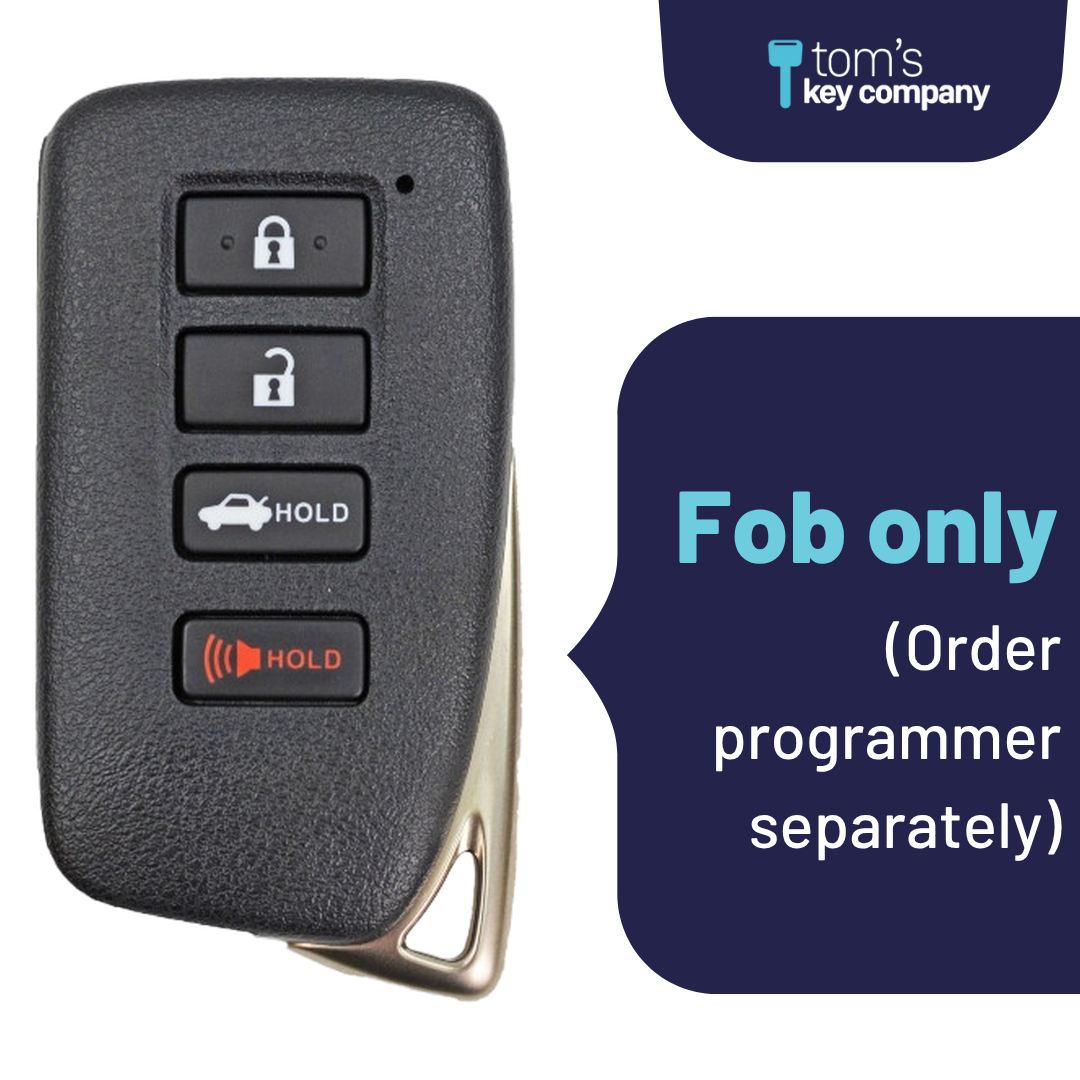 Like New Refurbished 4-Button Smart Key Fob with Lock, Unlock, Trunk Hold, Panic for Select Lexus Vehicles (LEXSK-4B-TR-47-REF-K)