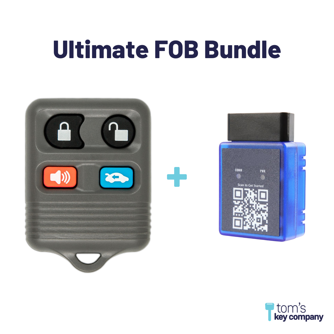 Ultimate Remote FOB Bundle with Programming Tool and Aftermarket 4 Button Remote FOB for Select Lincoln and Mercury Vehicles (LINFOB-4B-TR-748-K-UKB)