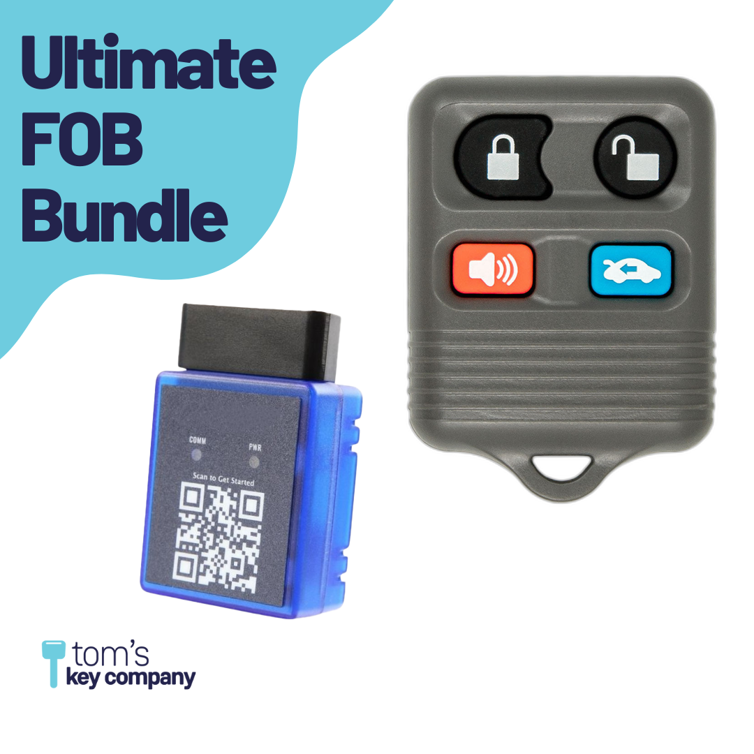 Ultimate Remote FOB Bundle with Programming Tool and Aftermarket 4 Button Remote FOB for Select Lincoln and Mercury Vehicles (LINFOB-4B-TR-748-K-UKB)
