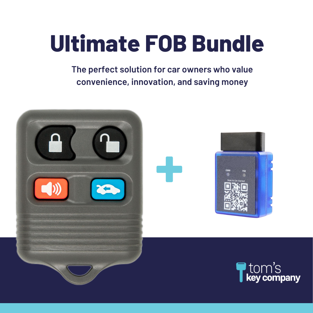 Ultimate Remote FOB Bundle with Programming Tool and Aftermarket 4 Button Remote FOB for Select Lincoln and Mercury Vehicles (LINFOB-4B-TR-748-K-UKB)