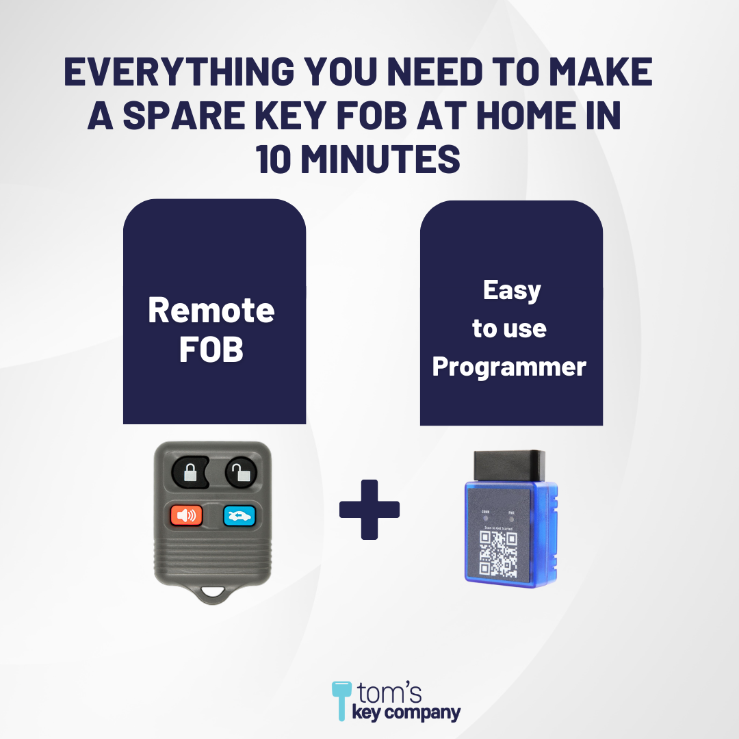 Ultimate Remote FOB Bundle with Programming Tool and Aftermarket 4 Button Remote FOB for Select Lincoln and Mercury Vehicles (LINFOB-4B-TR-748-K-UKB)