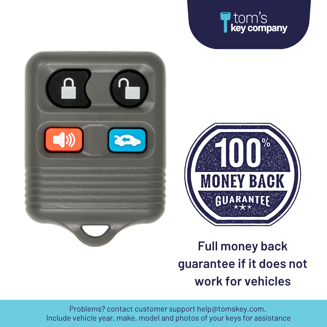 Brand New Aftermarket 4-Button Remote Fob with Lock, Unlock, Trunk, Panic for Select Lincoln and Mercury Vehicles (LINFOB-4B-TR-748-K)