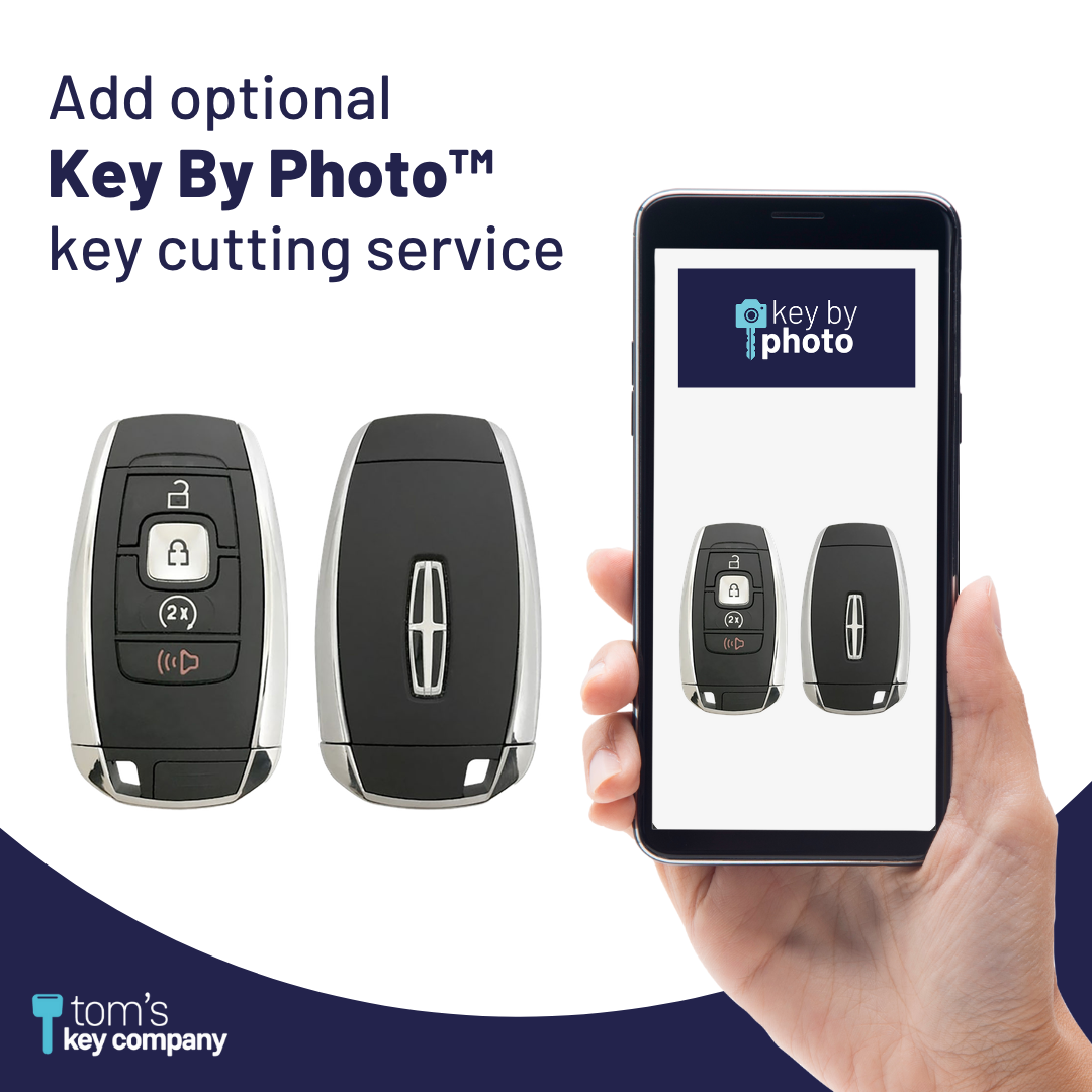 Like New Refurbished 4-Button Smart Key Fob with Lock, Unlock, Remote Start, Panic for Select Lincoln Vehicles (LINSK-4B-RS-R8155-REF-K)