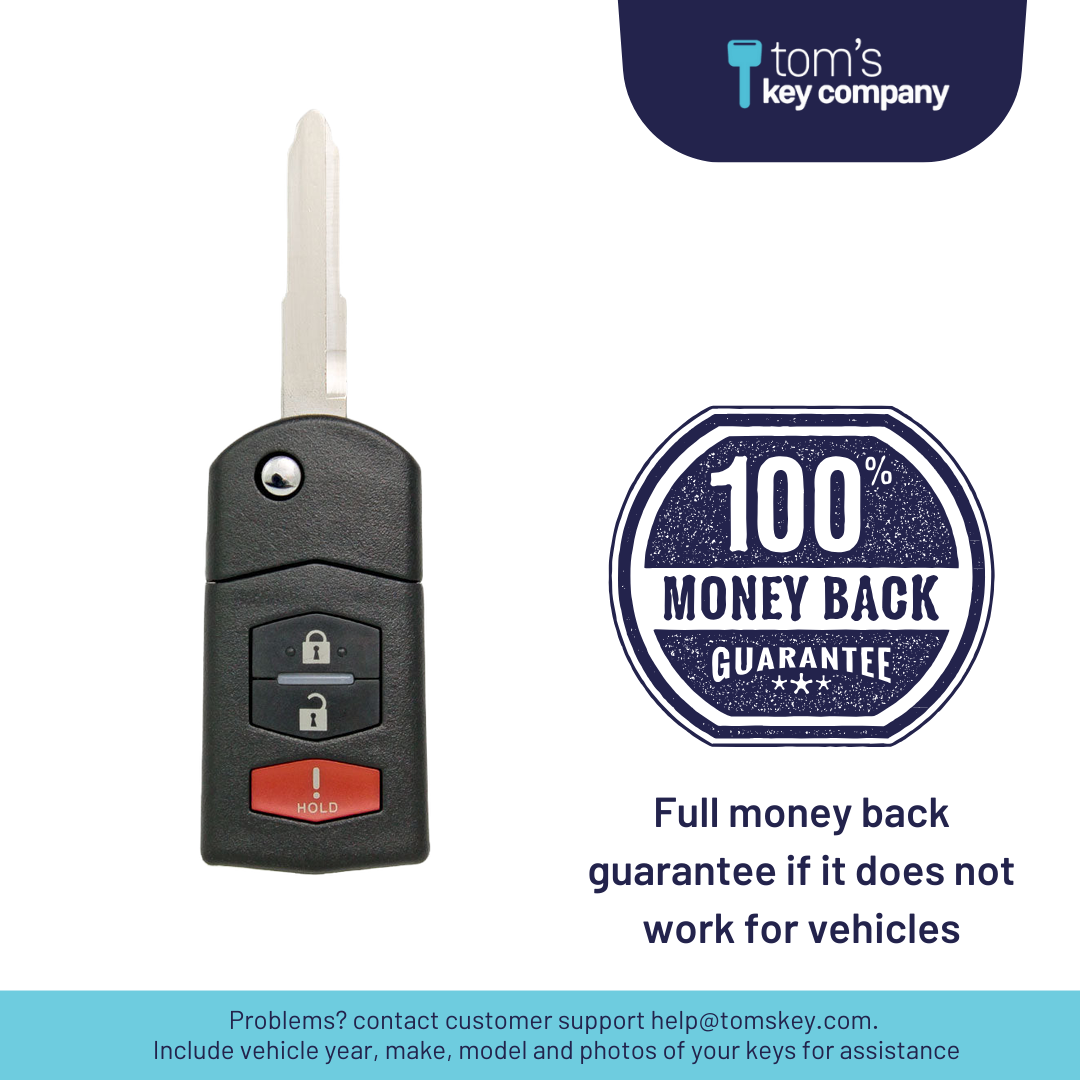 Ultimate Remote Key Bundle with Programming Tool, Aftermarket 3-Button Remote Key and Key By Photo for Select Mazda Vehicles (MAZCK-3B-322-K-UKB)