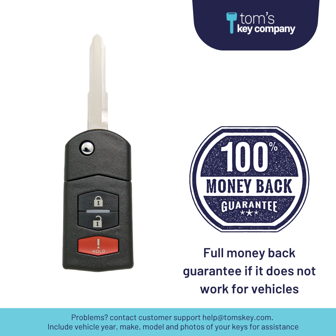 Brand New Aftermarket 3-Button Remote Key with Lock, Unlock, Panic for Select Mazda Vehicles (MAZCK-3B-322-K)