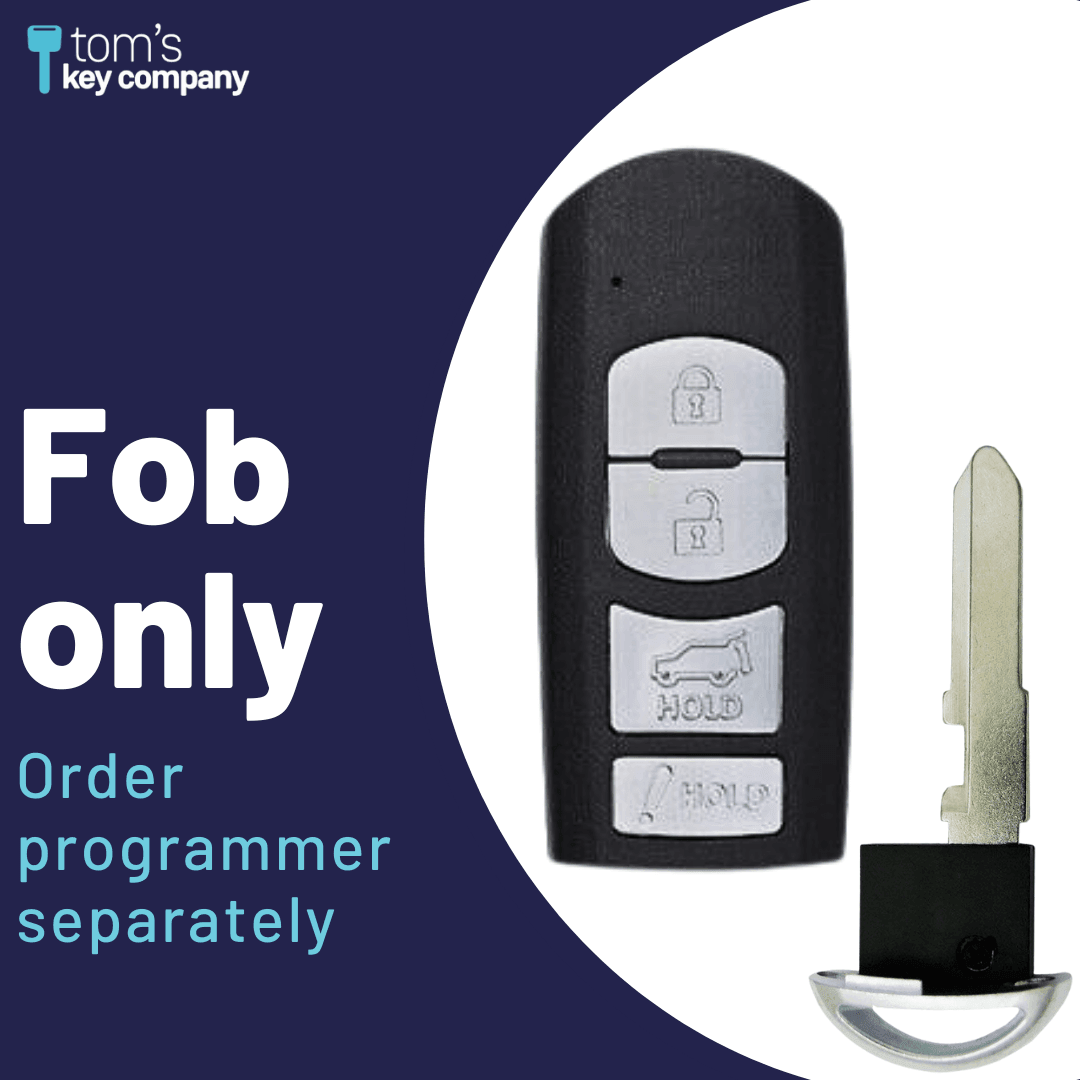 Like New Refurbished OEM 4 Button Smart Key with Hatch Release for Select Mazda Vehicles (MAZSK-4B-HATCH-WAZ-REFURB)