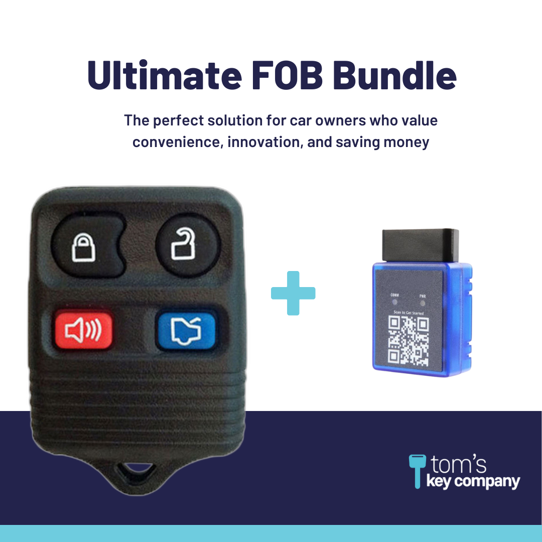 Ultimate Remote FOB Bundle with Programming Tool and Aftermarket 4 Button Remote FOB for Select Mercury Vehicles (MERFOB-4B-TR-761-K-UKB)