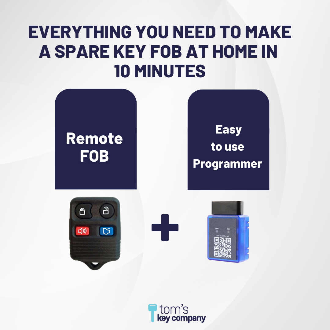 Ultimate Remote FOB Bundle with Programming Tool and Aftermarket 4 Button Remote FOB for Select Mercury Vehicles (MERFOB-4B-TR-761-K-UKB)