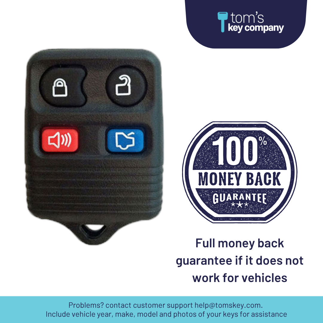 Brand New Aftermarket 4-Button Remote Fob with Lock, Unlock, Trunk, Panic for Select Mercury Vehicles (MERFOB-4B-TR-761-K)
