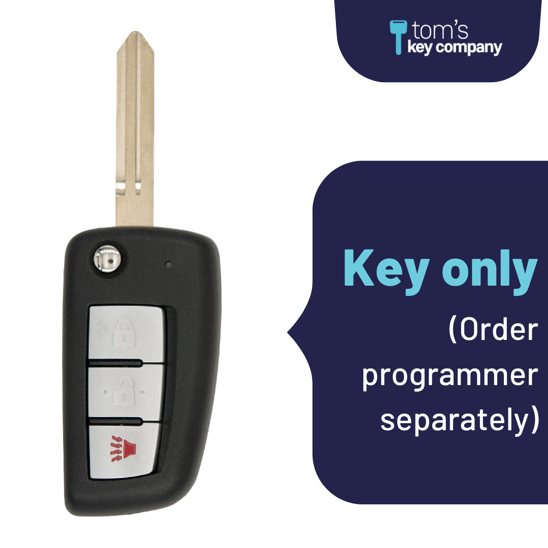 Brand New Aftermarket 3-Button Remote Key with Lock, Unlock, Panic for Select Nissan Vehicles (NISCK-3B-332-K)