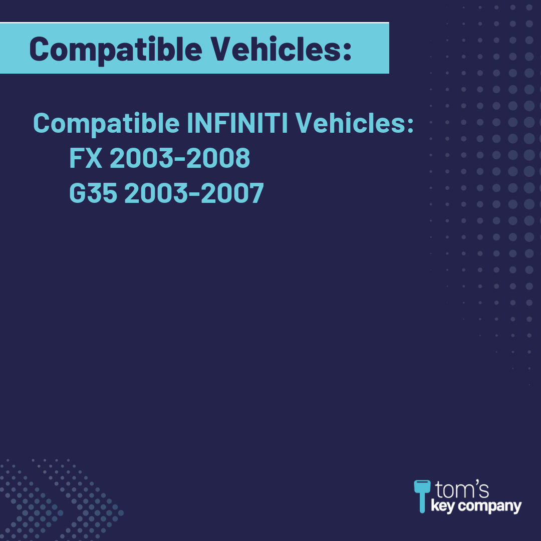 Brand New Aftermarket 4-Button Remote Fob with Lock, Unlock, Trunk Hold, Panic for Select INFINITI Vehicles (NISFOB-4B-TR-227-K)