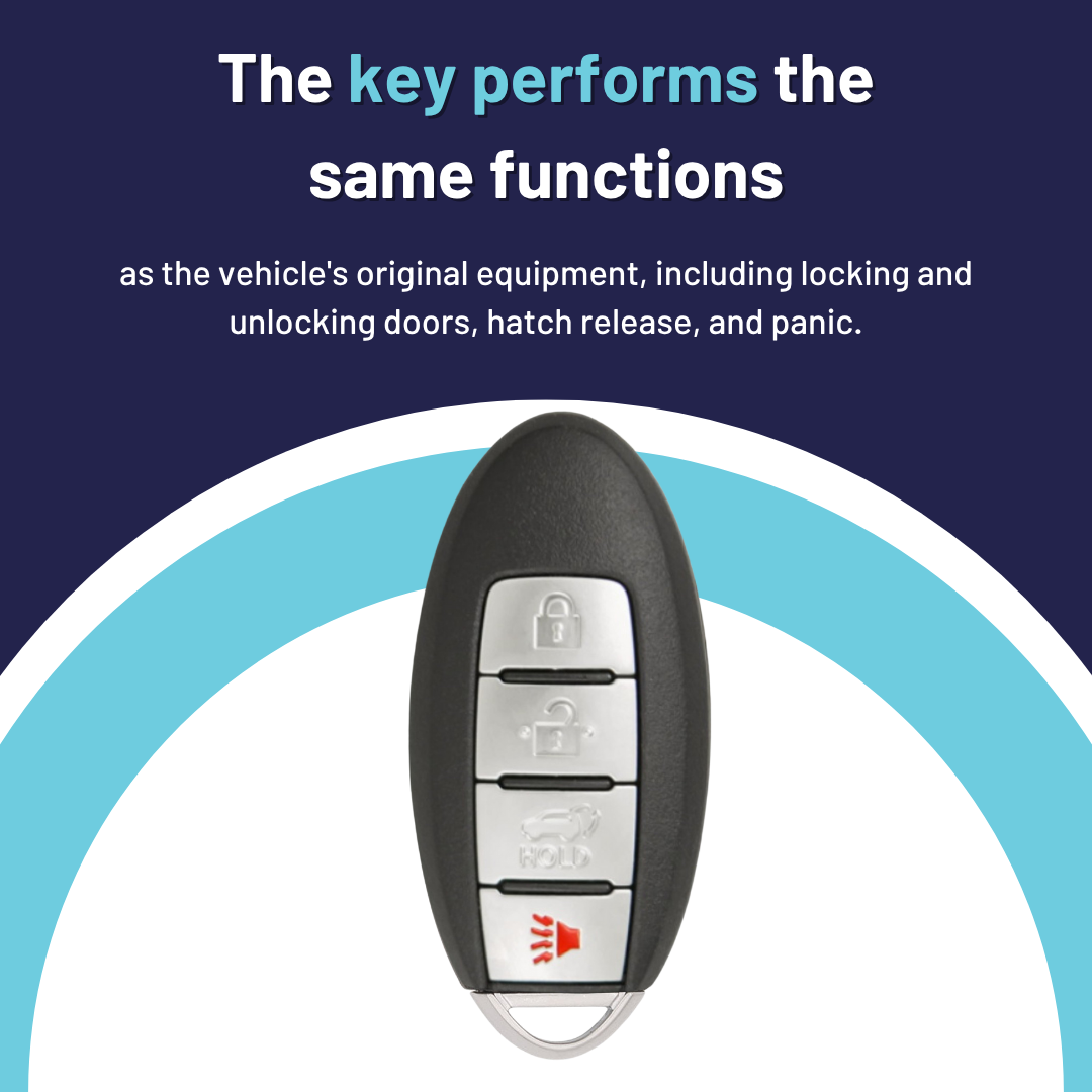 Brand New Aftermarket 4 Button Smart Key with Hatch Release for Select Nissan & INFINITI Vehicles (NISSK-4B-HR-624)