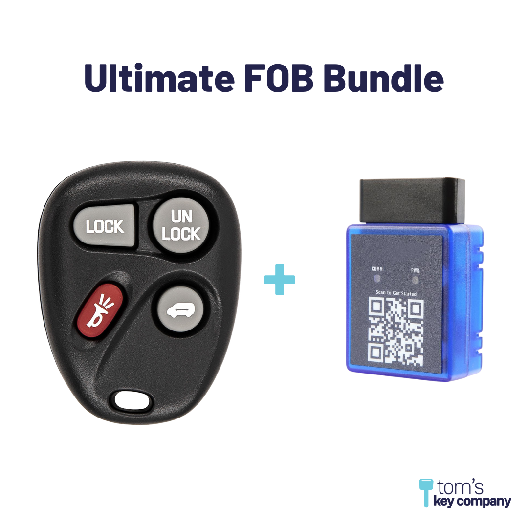 Ultimate Remote FOB Bundle with Programming Tool and Aftermarket 4 Button Remote FOB for Select Chevrolet, Oldsmobile and Pontiac Vehicles (OLDFOB-4B-614-K-UKB)