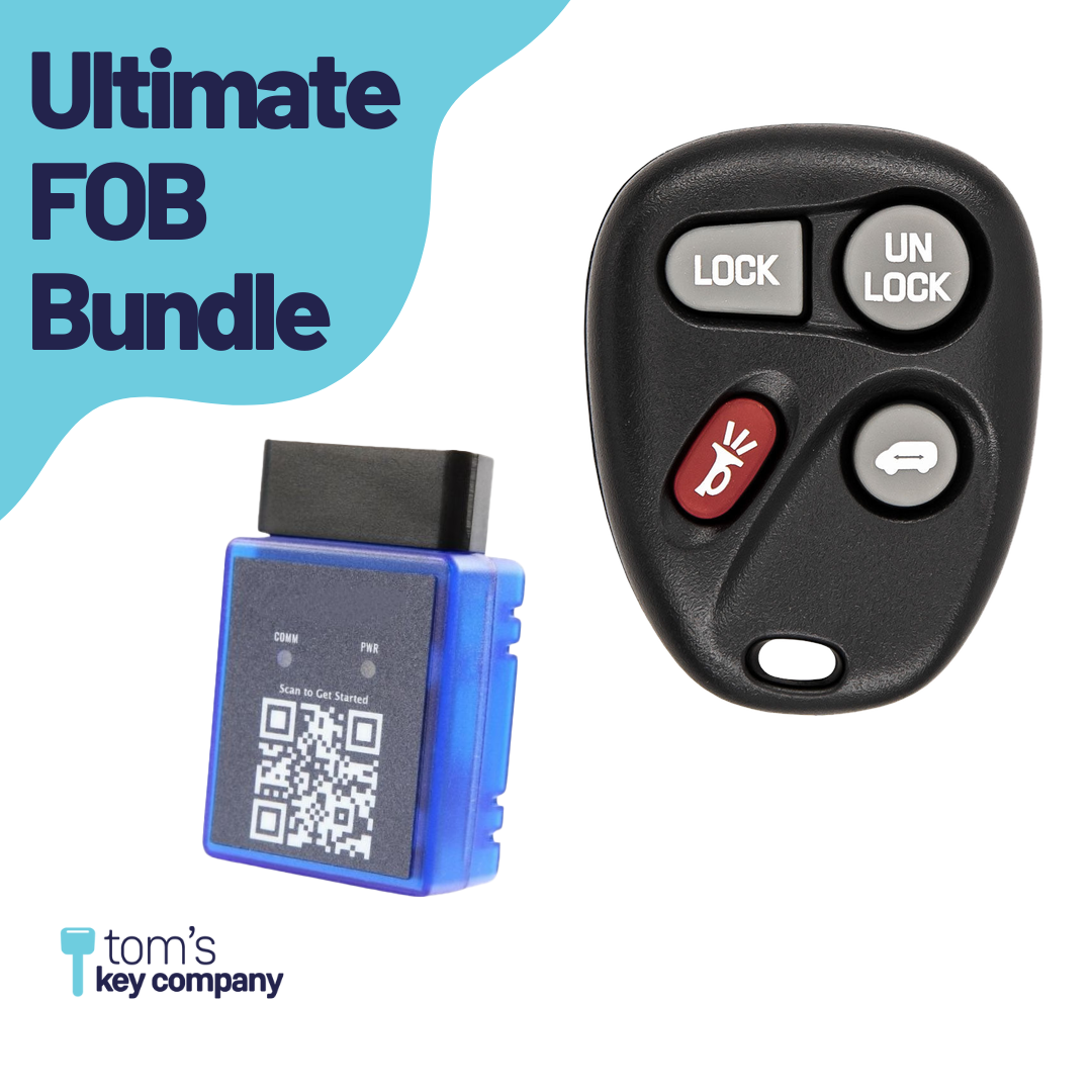 Ultimate Remote FOB Bundle with Programming Tool and Aftermarket 4 Button Remote FOB for Select Chevrolet, Oldsmobile and Pontiac Vehicles (OLDFOB-4B-614-K-UKB)