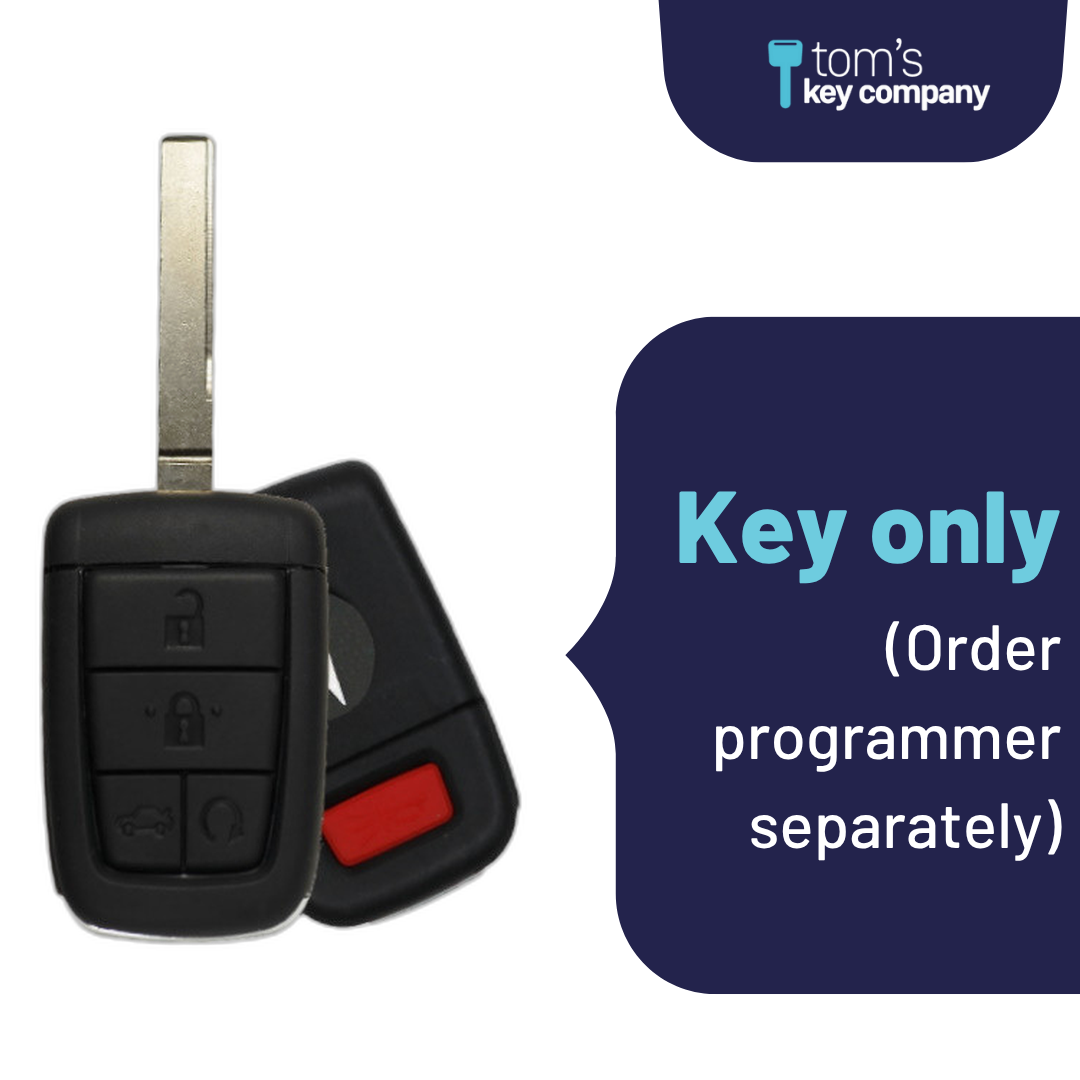 Brand New Aftermarket 5-Button Remote Key with Lock, Unlock, Remote Start, Trunk, Panic for Select Pontiac Vehicles (PONCK-5B-RSTR-822-REF-K)