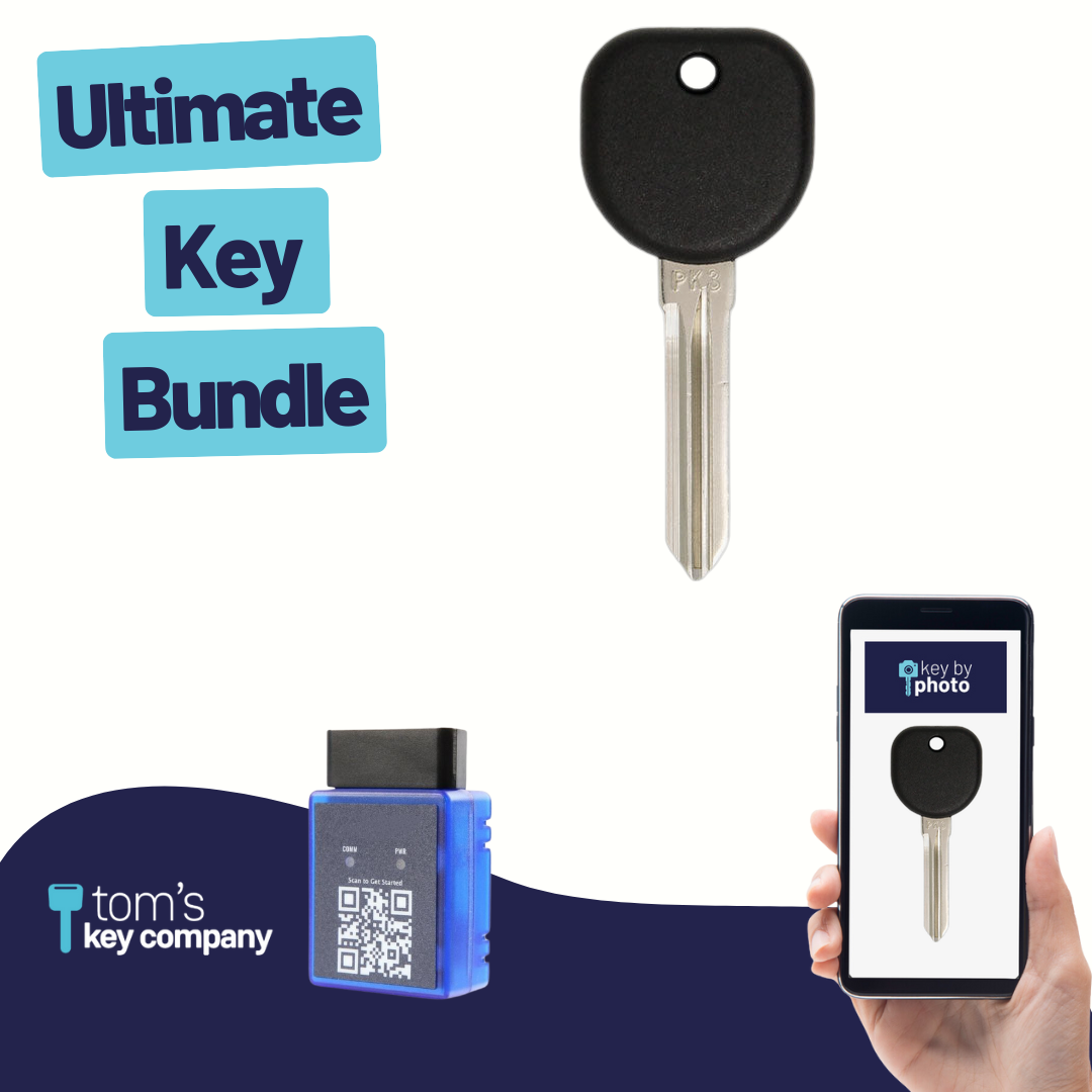 Ultimate Key Bundle with Programming Tool, Aftermarket Transponder Key and Key By Photo for Select Pontiac Vehicles (PONKEY-7PT-K-UKB)