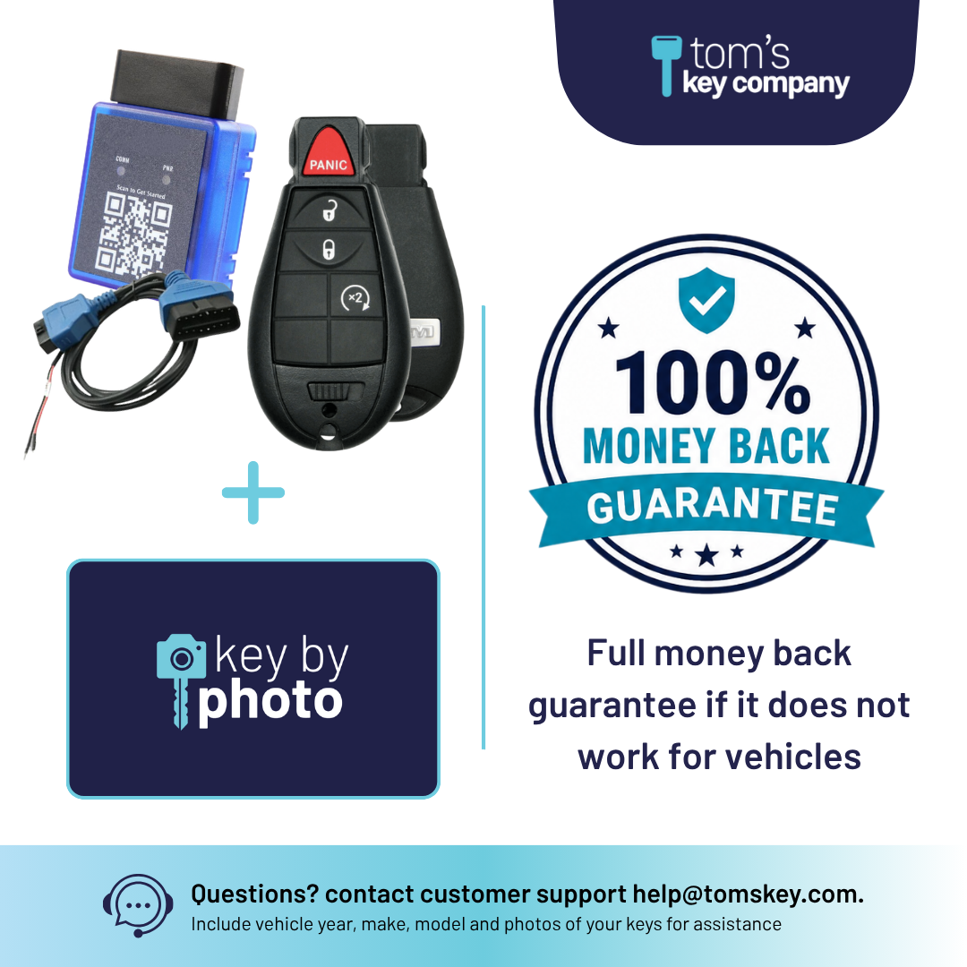 Ultimate DIY Car Key Replacement Kit for Dodge Ram, RAM 1500, 2500, 3500, Trucks (2018), & RAM Classic (2019-2024) – 4 Button OEM FOBIK w/ PairMyKey, Bypass Cable & Key by Photo RAM-OEM-4B-TRUCKS-FOBIK-KBP-UKB)