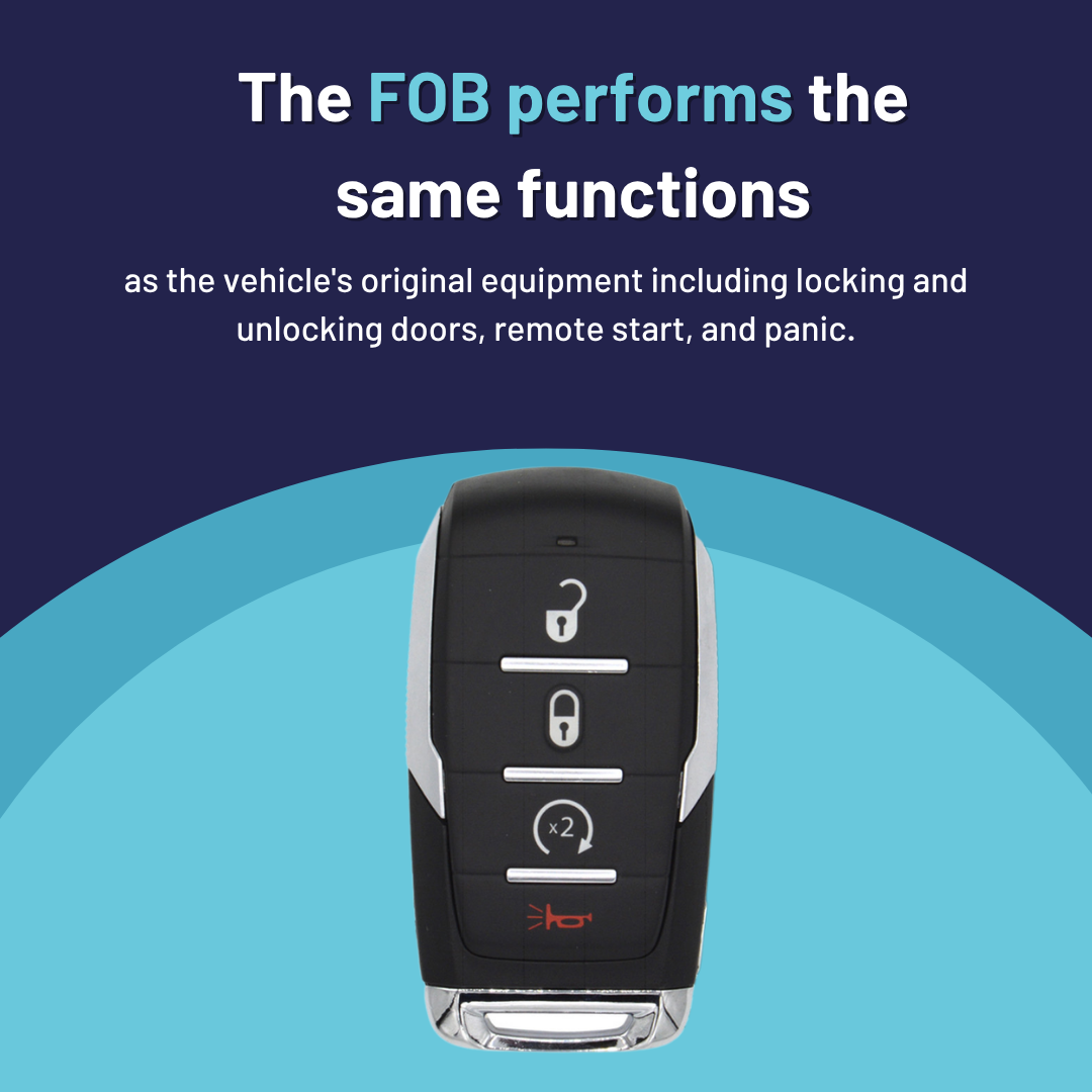 Like New Refurbished OEM 4 Button Smart Key with Remote Start for Select RAM Vehicles (RAM-OHT-4B-RS-TMB-REFURB)