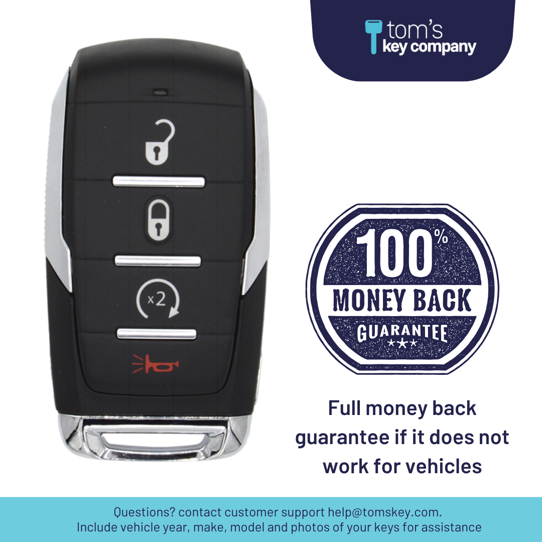 Brand New Aftermarket Smart Key 4-Button with Remote Start for Select RAM Vehicles (RAM-OHT-4B-RS-TMB)