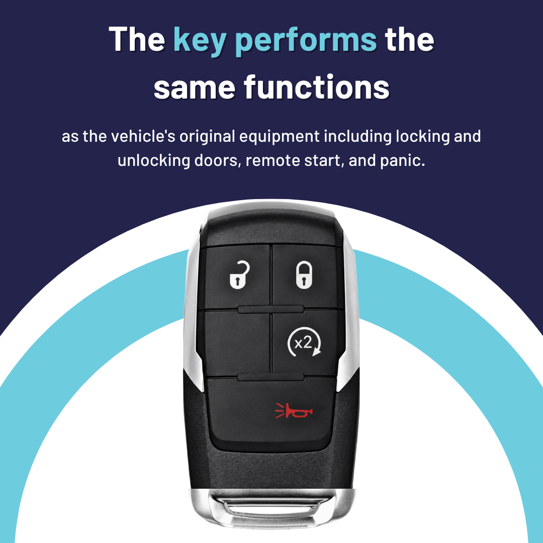 Brand New Aftermarket Smart Key 4-Button with Remote Start for Select RAM 2500-5500 Vehicles