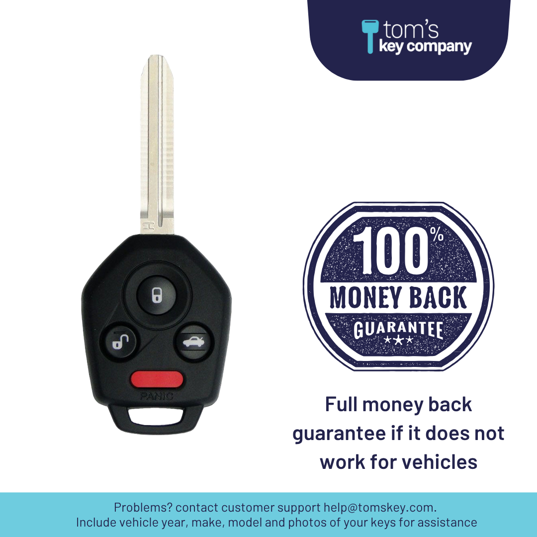Like New Refurbished 4-Button Remote Key with Lock, Unlock, Trunk, Panic for Select Subaru Vehicles (SUBCK-4B-TR-946-RC-K)