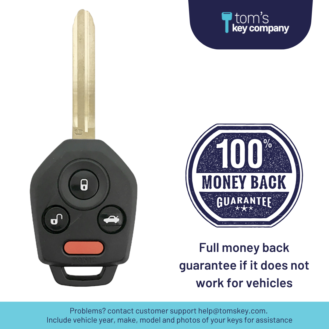 Like New Refurbished OEM Recase 4 Button Remote Key Black Pod with Trunk Release for Select Subaru Vehicles (SUBRK-4B-G-077-REFURB)
