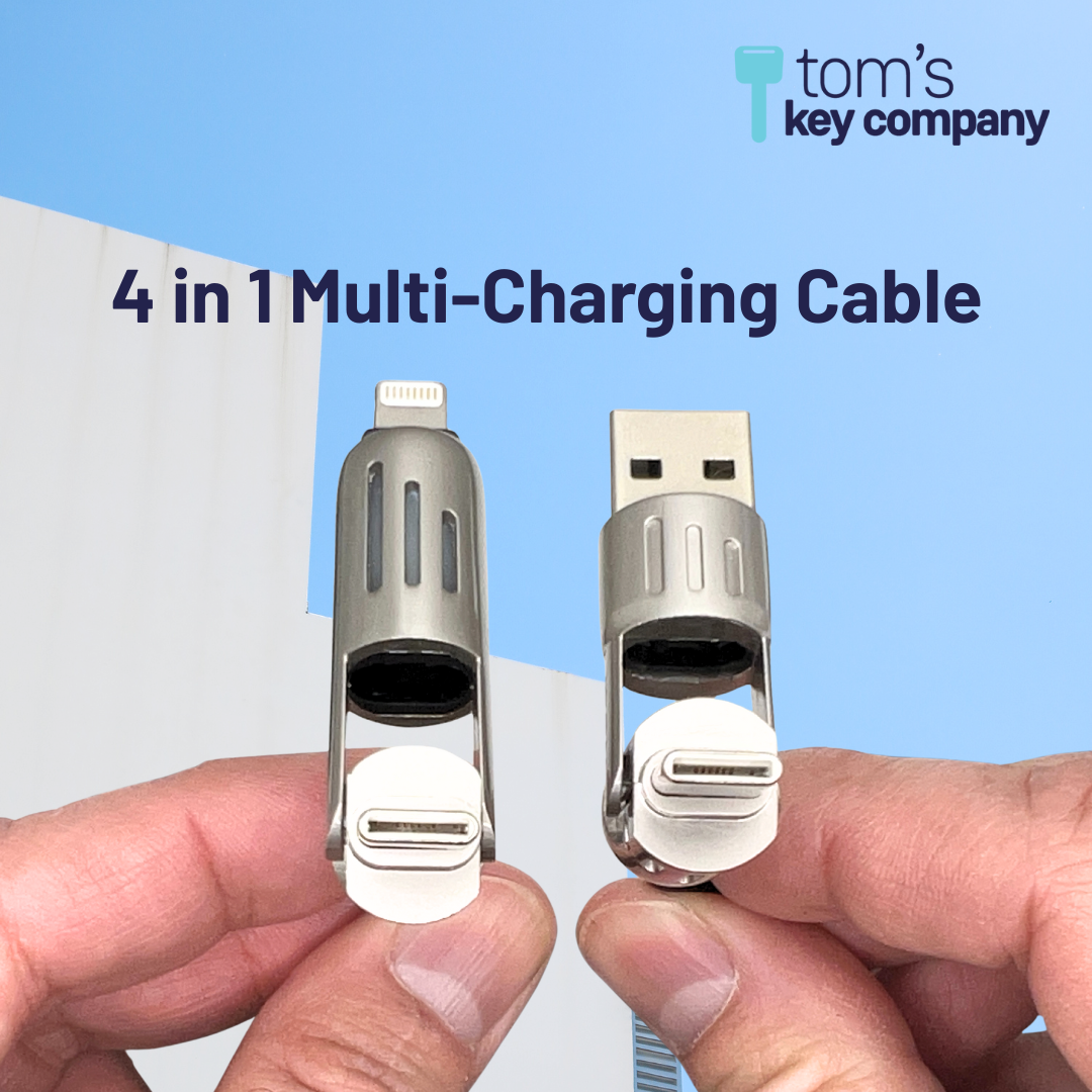 Premium 4-Way Universal Charging Cable – Heavy-Duty 6ft LED Power Cable (USB-A, USB-C, Lightning)