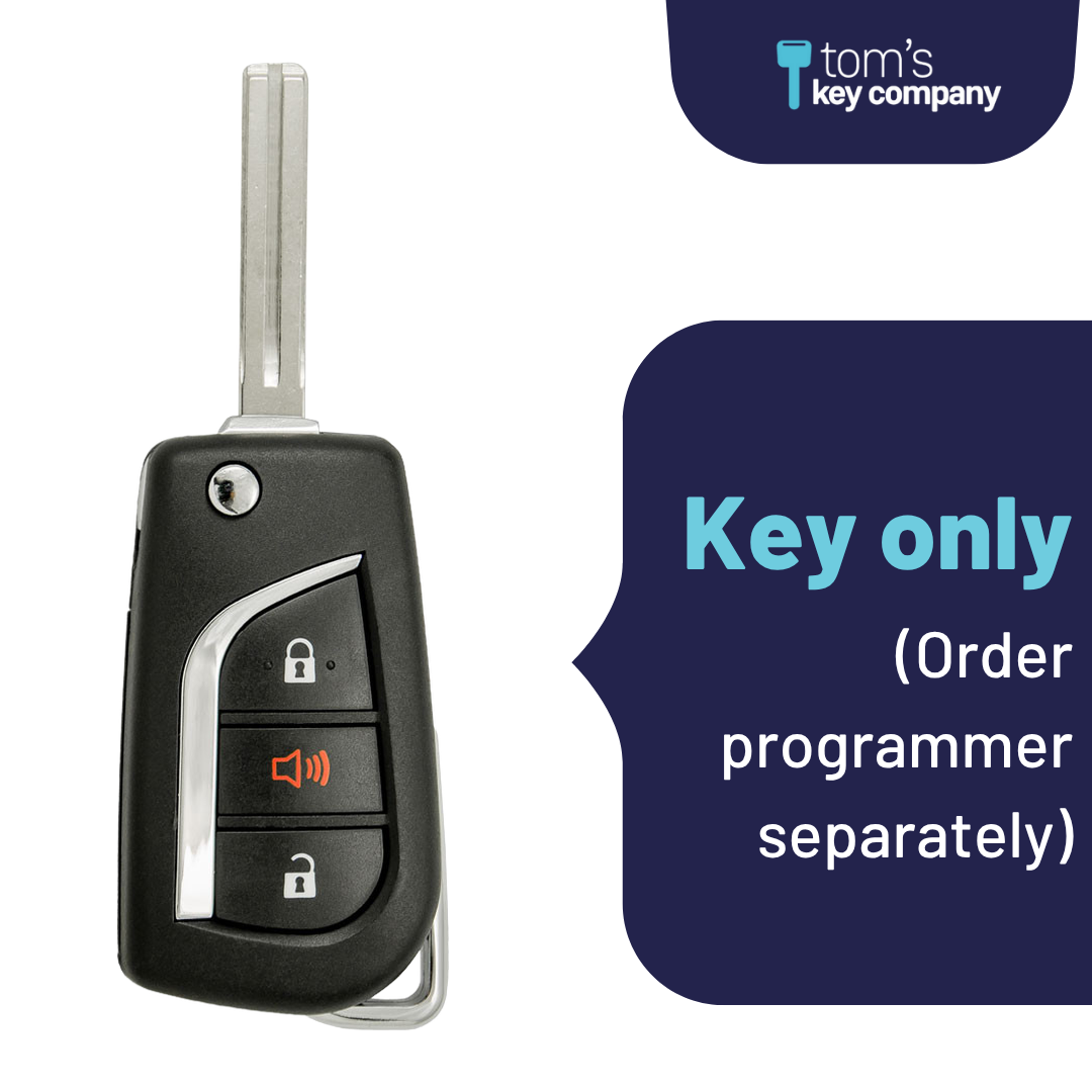 Brand New Aftermarket 3-Button Remote Key with Lock, Unlock, Panic for Select Toyota Vehicles (TOYCK-3B-261-K)