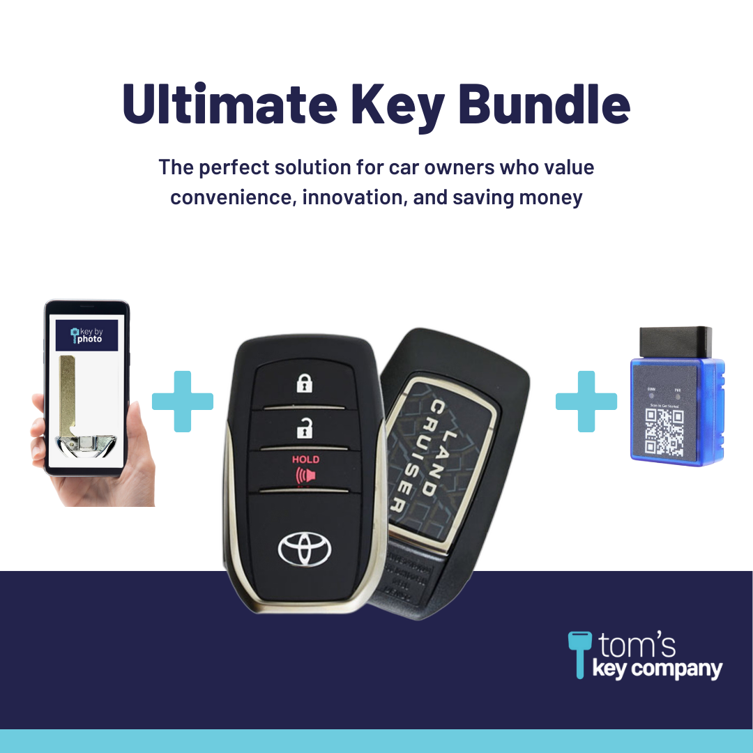 Ultimate Smart Key Bundle with Programming Tool, Refurbished 3-Button Smart Key Fob and Key By Photo for Select Toyota Vehicles (TOYSK-3B-293-REF-K-UKB)
