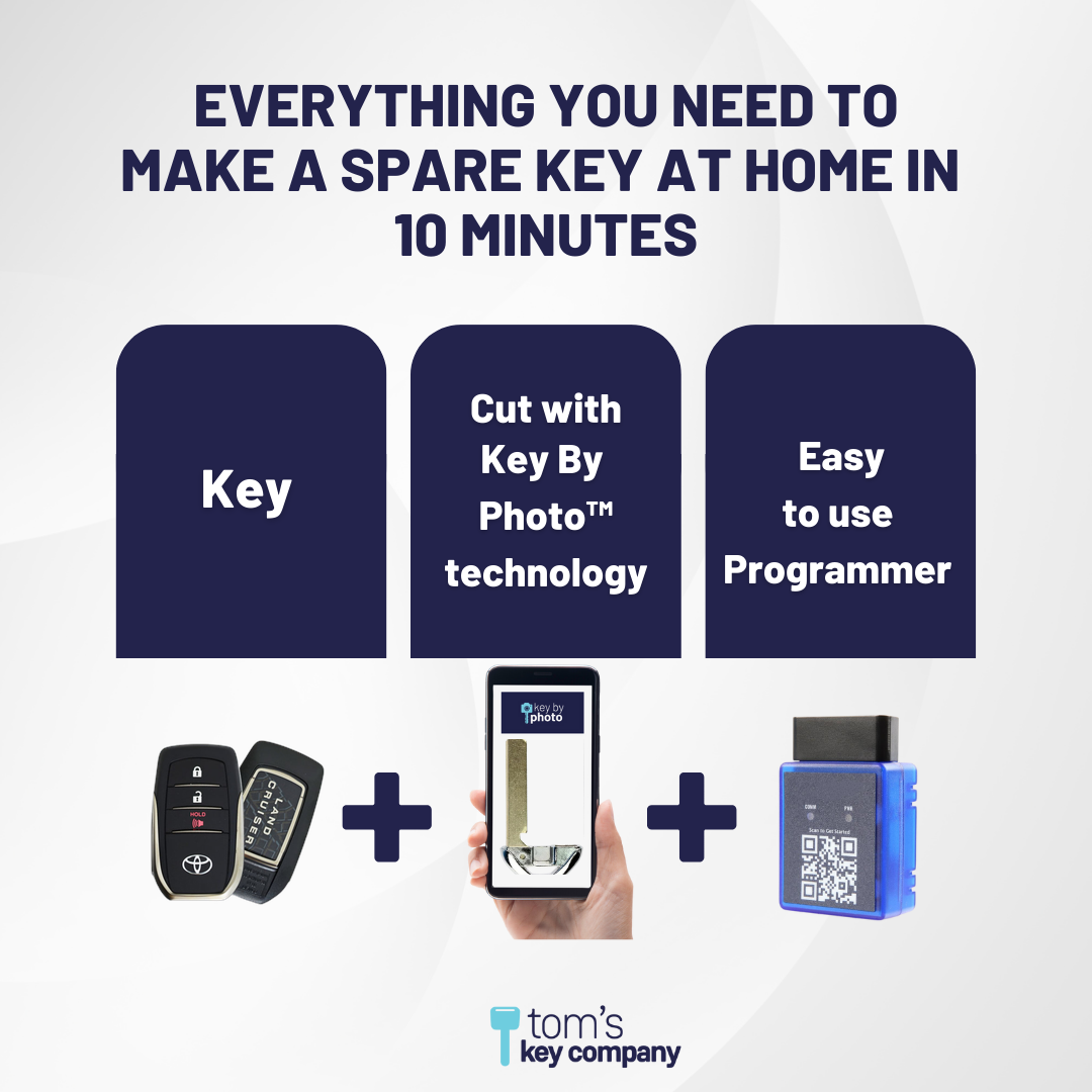 Ultimate Smart Key Bundle with Programming Tool, Refurbished 3-Button Smart Key Fob and Key By Photo for Select Toyota Vehicles (TOYSK-3B-293-REF-K-UKB)