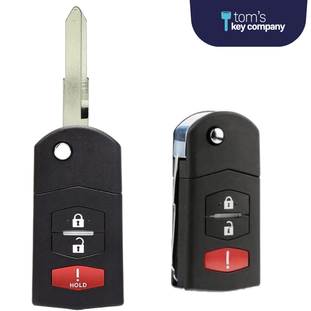 Brand New Aftermarket Keyless Entry Flip Key 3-Button for Select Mazda Vehicles (MAZFLP-3B) - Tom's Key Company