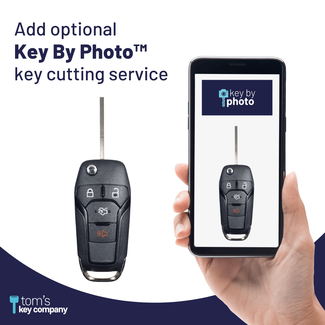 Ford OEM Keyless Entry Flip Key 4-Button with Trunk Release (FORFK-OEM-LOGO-4B-TRUNK-FLP) - Tom's Key Company