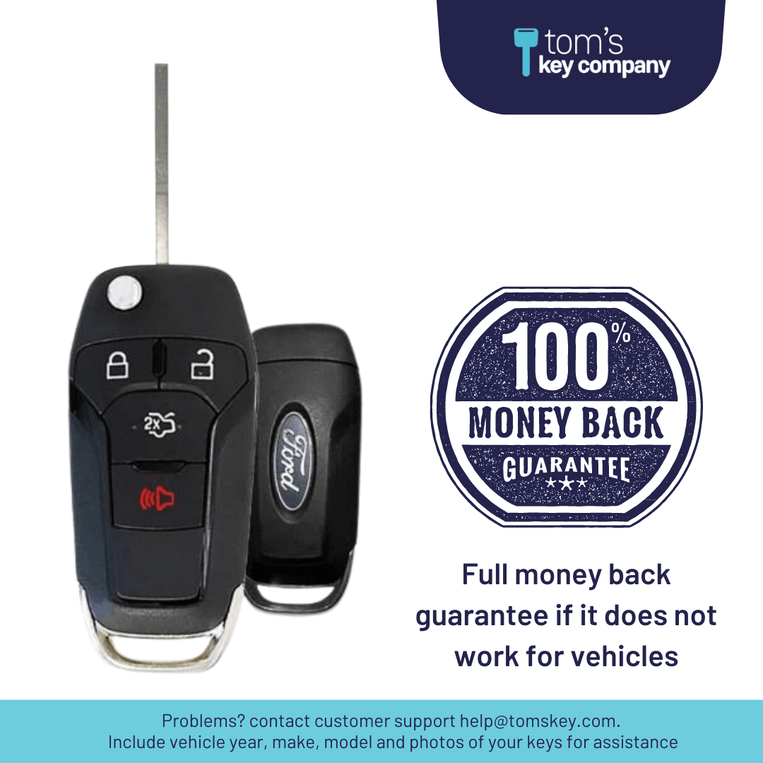 Ford OEM Keyless Entry Flip Key 4-Button with Trunk Release (FORFK-OEM-LOGO-4B-TRUNK-FLP) - Tom's Key Company