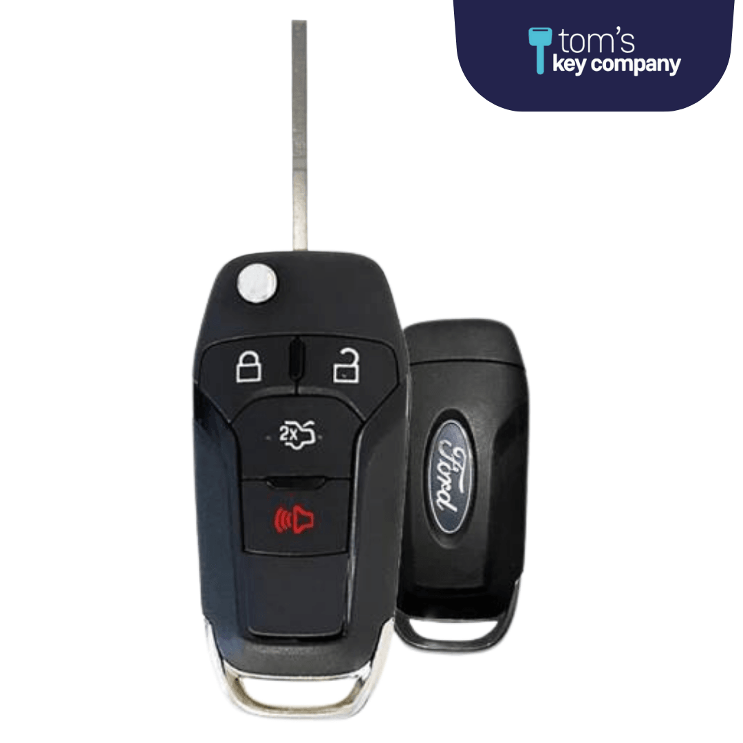 Ford OEM Keyless Entry Flip Key 4-Button with Trunk Release (FORFK-OEM-LOGO-4B-TRUNK-FLP) - Tom's Key Company