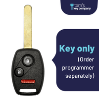 Honda Accord Crosstour 2010-2012, CR-V 2007-2013, CR-Z 2011-2015, Fit 2009-2013 & Insight 2010-2014 - Key and Keyless Entry Remote - 3 Button (MLBHLIK-1T-3B) - Tom's Key Company