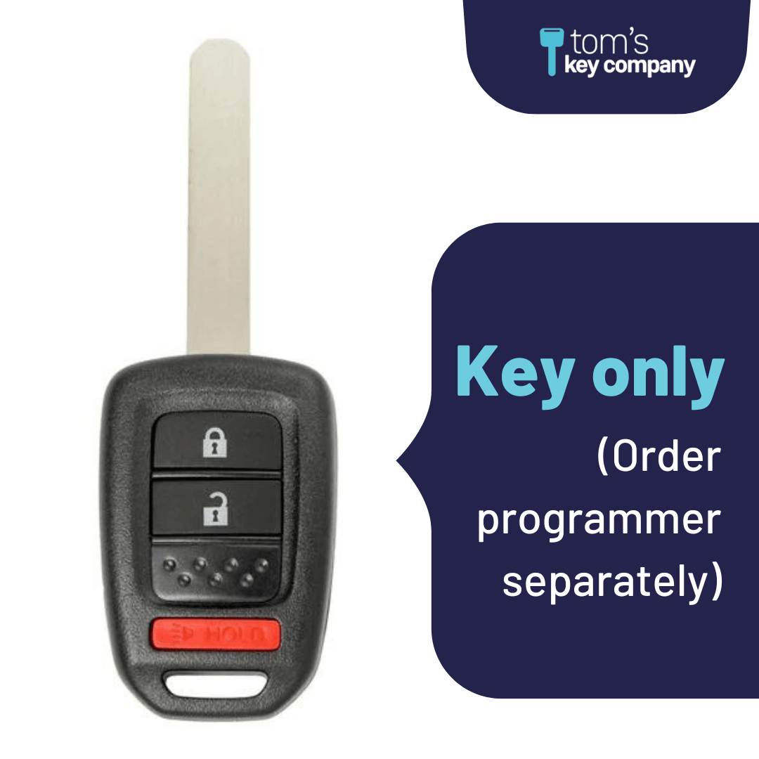 Honda Accord Crosstour, CR-V, & Fit 3 Button Remote Key (HONRK-RCTNGL-3B-MLBHLIK6-1T) - Tom's Key Company