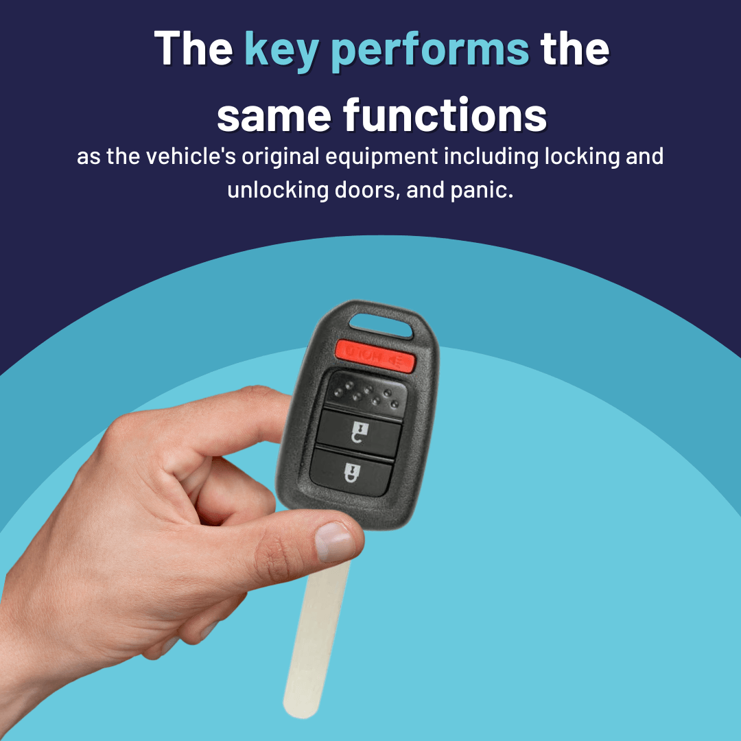 Honda Accord Crosstour, CR-V, & Fit 3 Button Remote Key (HONRK-RCTNGL-3B-MLBHLIK6-1T) - Tom's Key Company