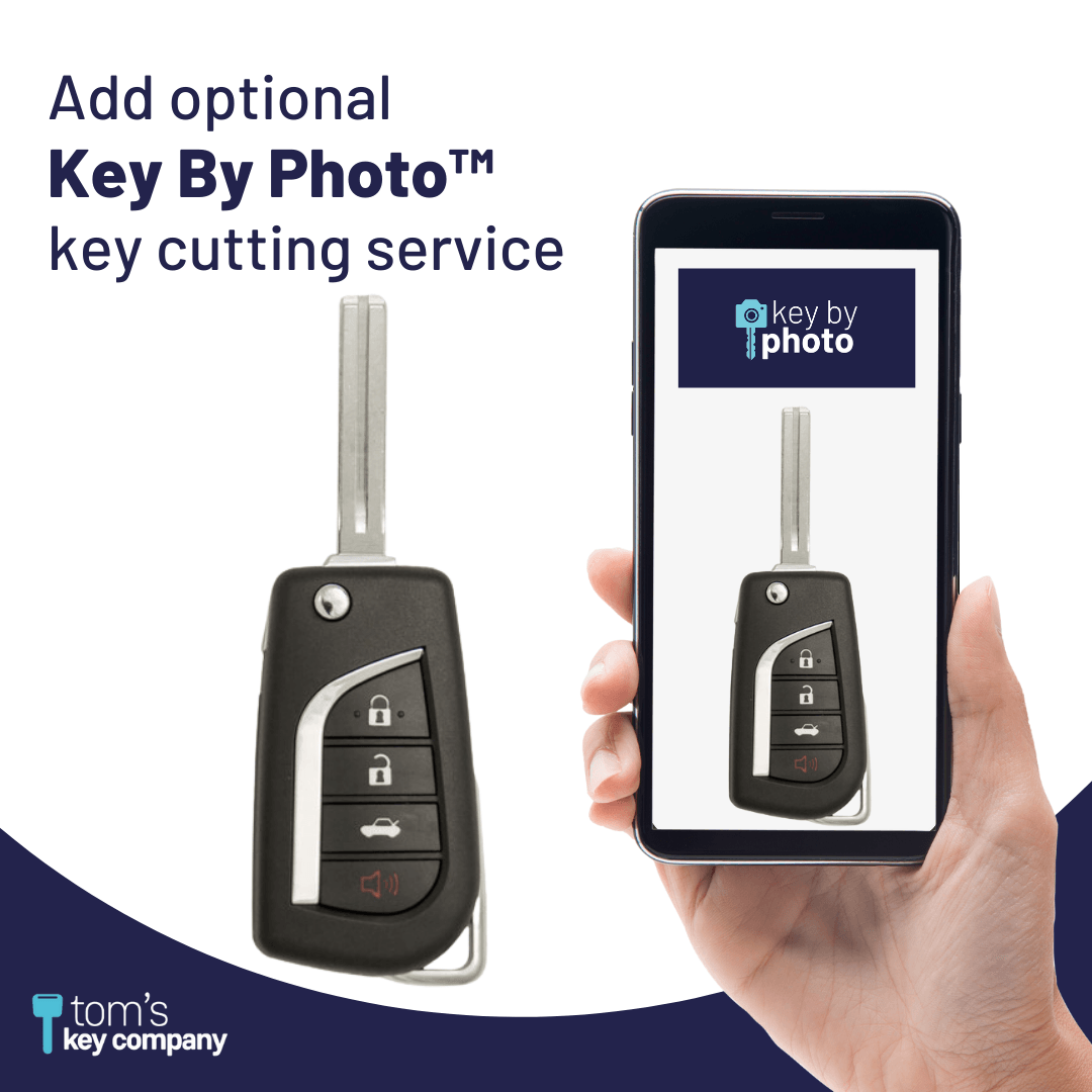 Refurbished Toyota LOGO Camry Keyless Entry Remote Key ("H" Chip Key with 4 Button Remote Flip Key) HYQ12BFB-4B-H-FLP-LOGO-REFURB - Tom's Key Company