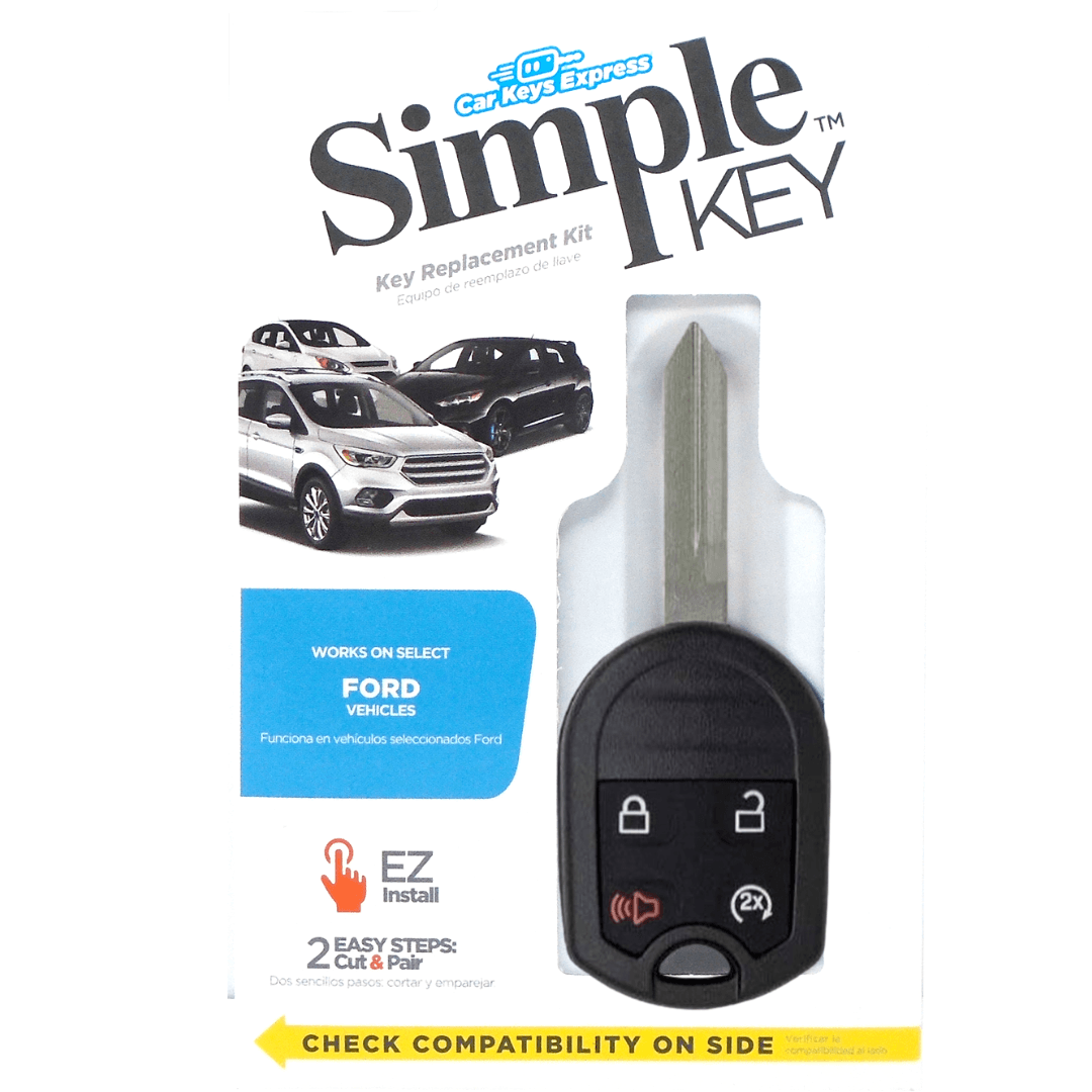 Ultimate Key Bundle DIY Car Key Replacement Kit with SimpleKey™ Programmer & Key By Photo™ Service | Ford and Lincoln with 4 Button Remote Key with Remote Start Feature (FORRK4RSSK-KBP-UKB)