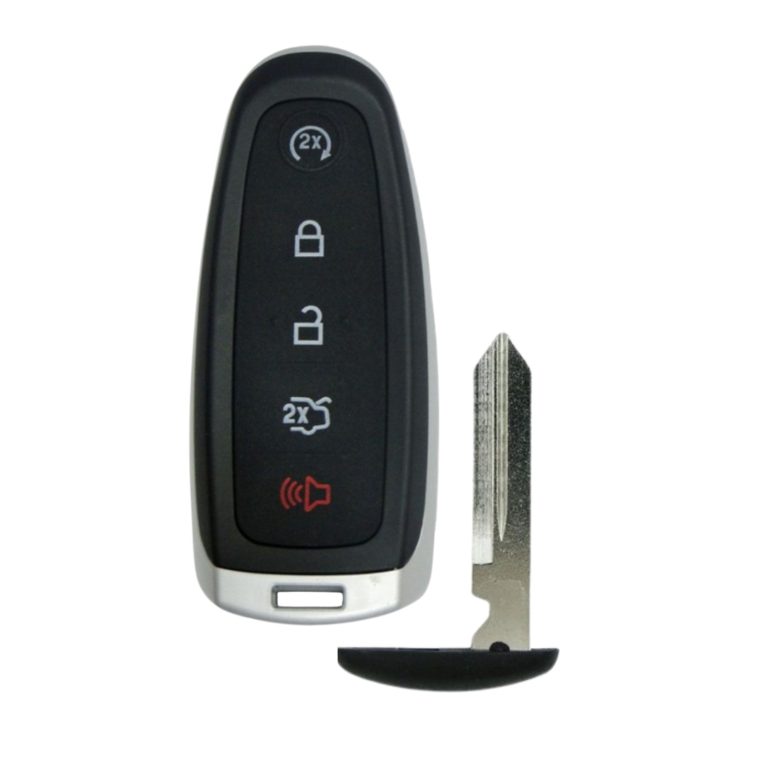Brand New Aftermarket 5-Button Smart Key with Remote Start and Trunk Release for Select Ford Vehicles (FORPSK-5B-TRS-FOB-PDL)