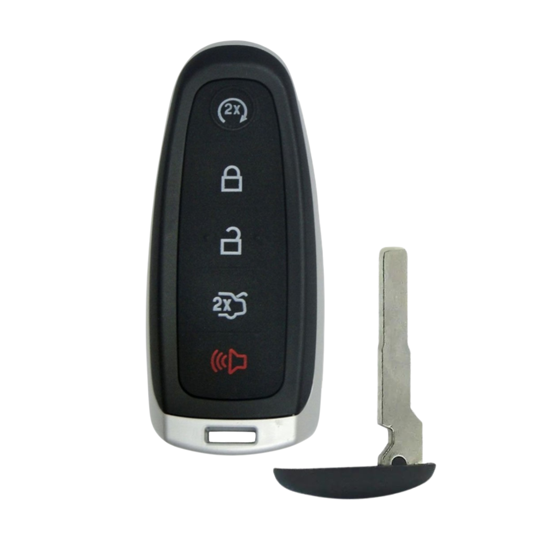 Brand New Aftermarket 5-Button Smart Key with Remote Start and Trunk Release for Select Ford Vehicles (FORPSK-5B-TRS-FOB-PDL)