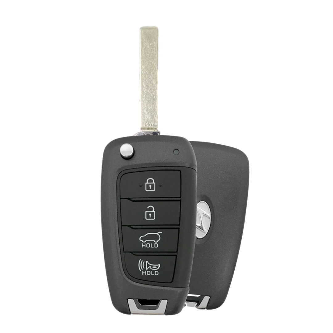 Like New Refurbished OEM 4 Button Flip Key with Hatch Release for Hyundai Elantra 2017-2020 Vehicles (HYUNFK-4B-H-450T-REFURB)