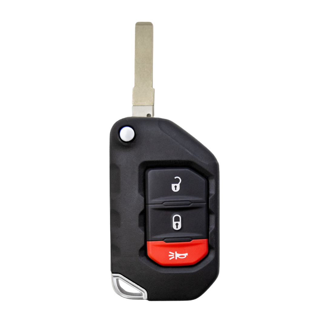 Brand New Aftermarket 3 Button Proximity Flip Key for Select Jeep Vehicles - PBC (JEEPFK-3B-PROX)