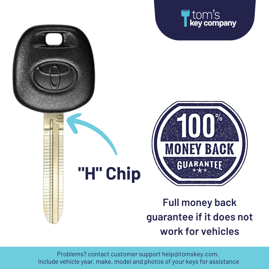 Toyota Logo "H" Chip Transponder Key for Select Toyota and Scion Vehicles, Rubber Handle (TOY8-H-LOGO) - Tom's Key Company
