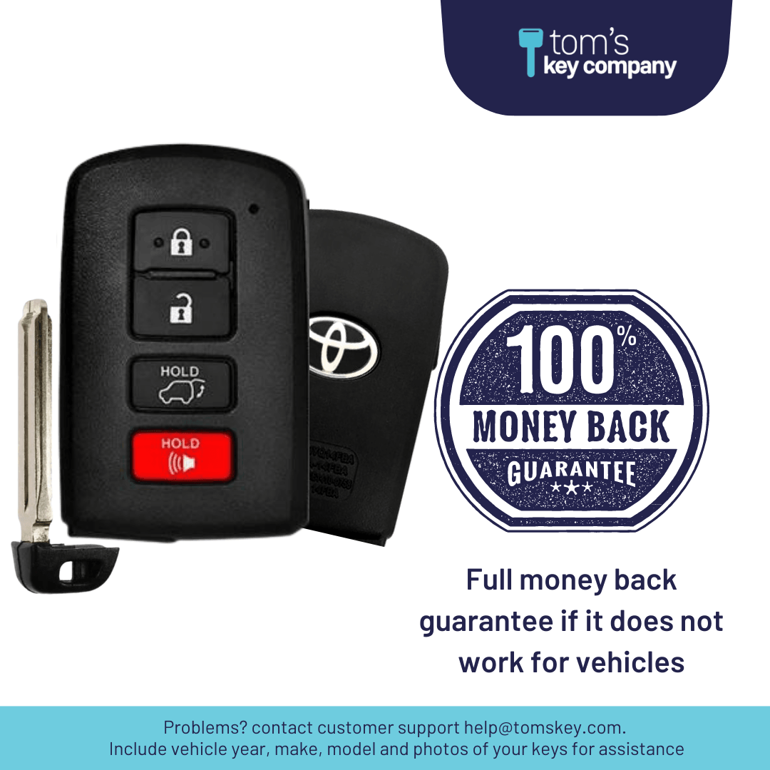 Toyota LOGO Highlander Smart Proximity Key, Push Button Start Keyless Remote FOB with Emergency Key (HYQ14FBA-4B-AG2110-FOB-LOGO) - Tom's Key Company