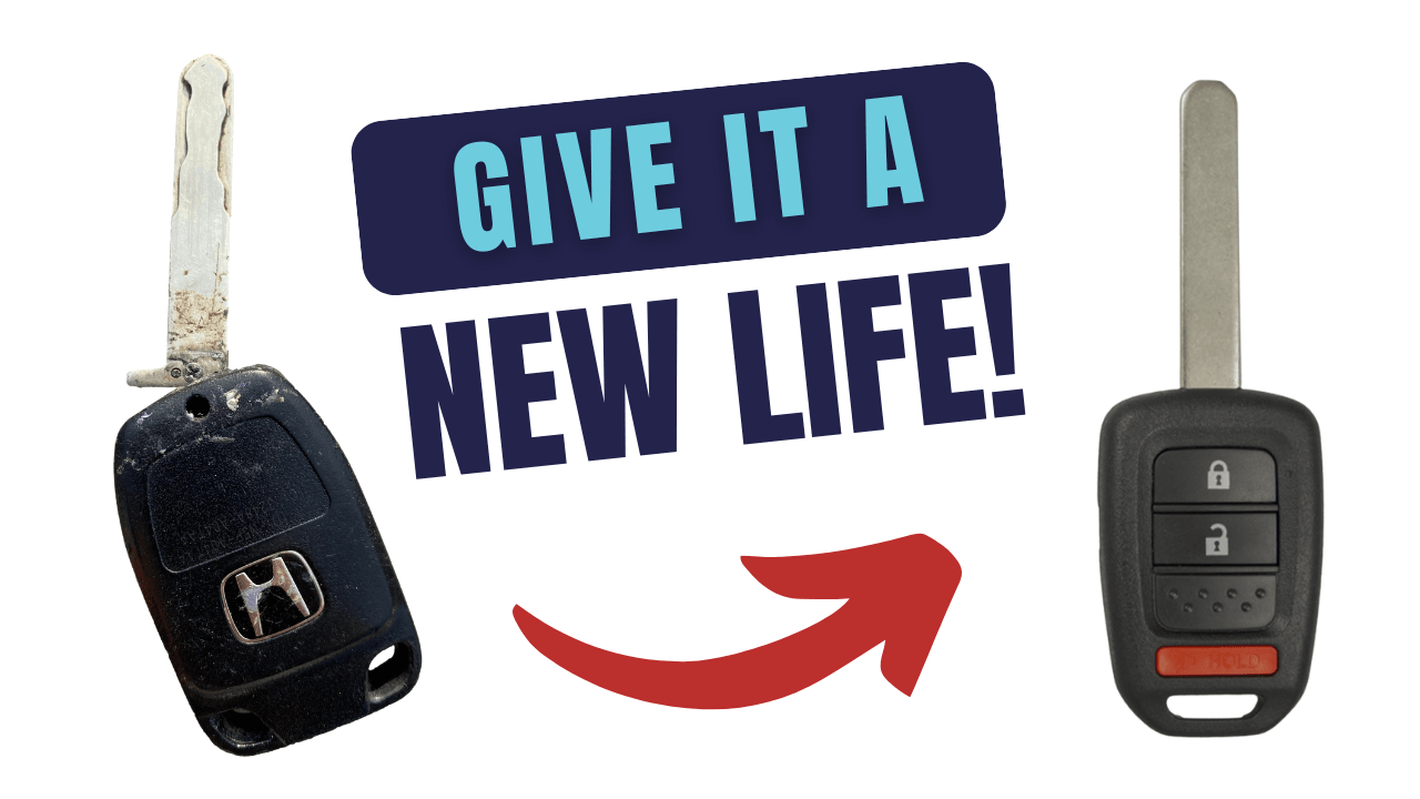 3 Button Honda Key w/ Remote Fob Repair Kit w/ Key By Photo Cutting Service (HON-REPAIR-RCTNGL-3B-1T) - Tom's Key Company