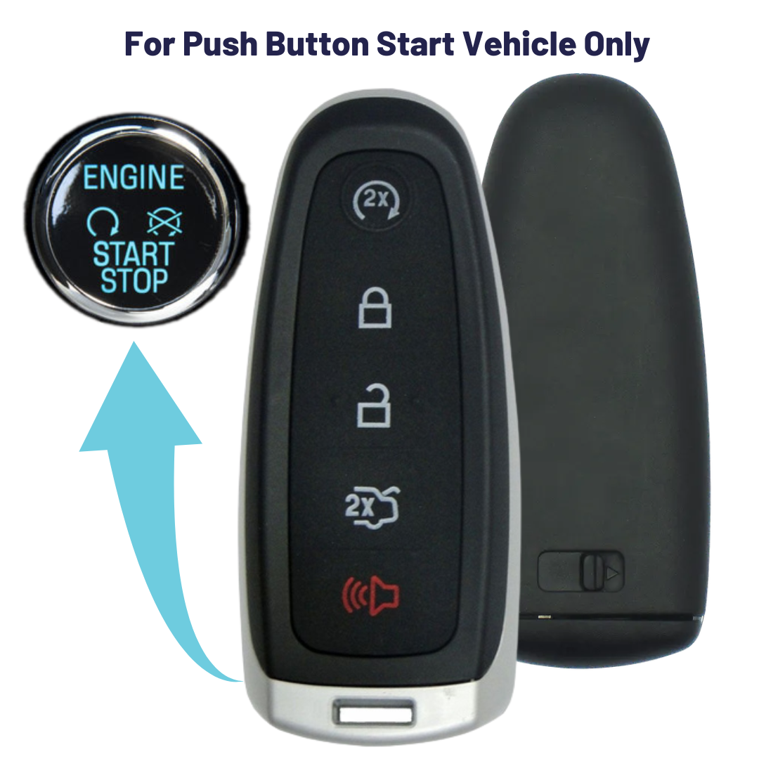 Ford Edge, Escape, Explorer, Expedition & F-150 5 Button Smart Key with Remote Start and Trunk Release (FORSK-5B-FOB-HITAG)
