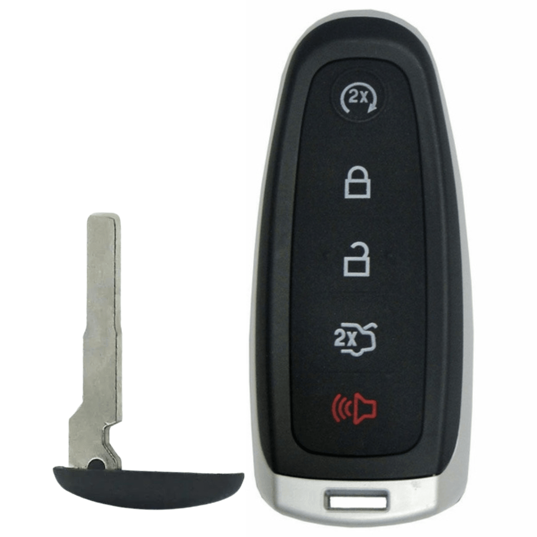 Ford & Lincoln 5-Button Aftermarket Smart Key with Remote Start and Trunk Release/High-Security Emergency Key (FORPSK-HS-5B-TRS-PDL) - Tom's Key Company