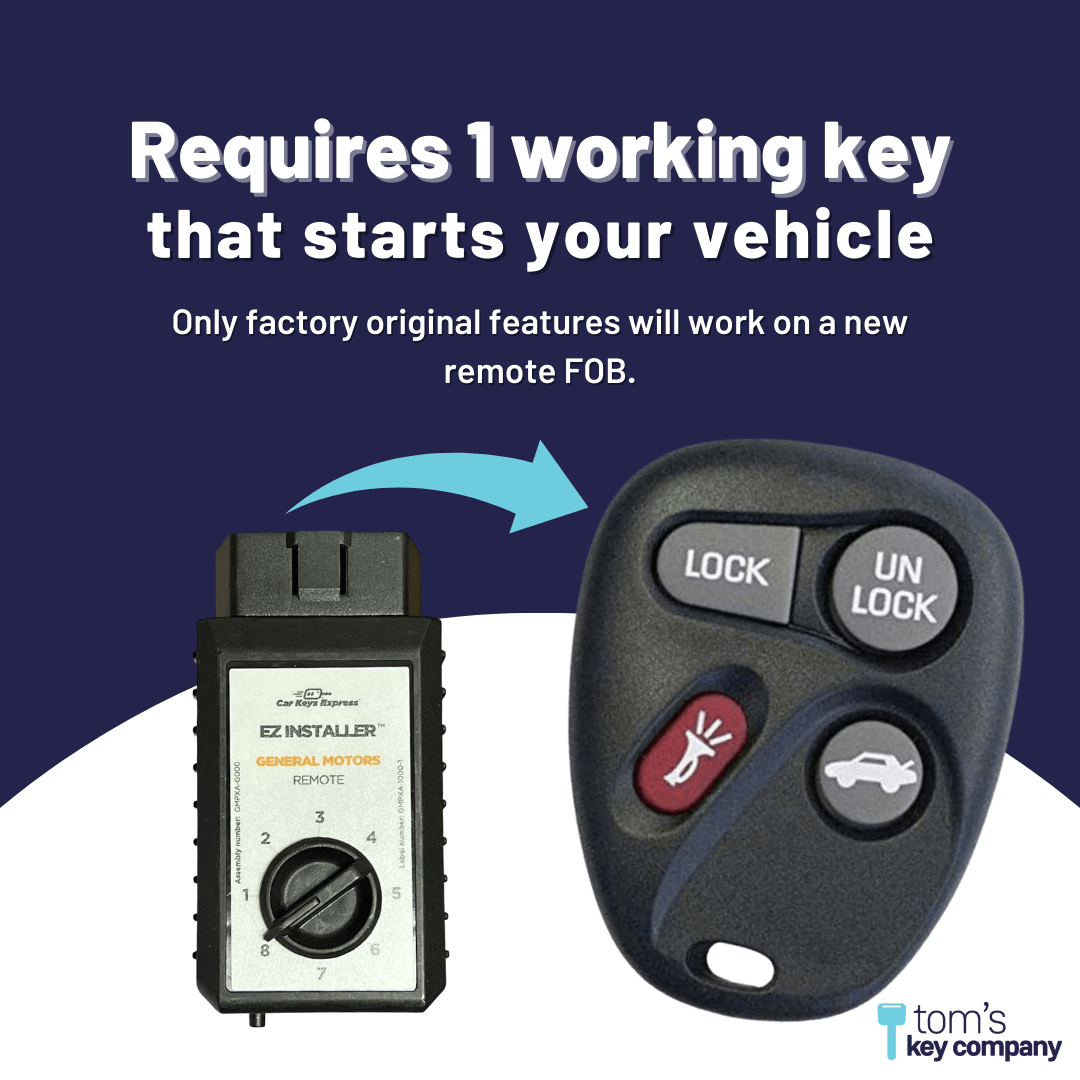 Keyless Entry Remote for Select Buick, Chevrolet, Cadillac, GMC, Oldsmobile, & Pontiac Vehicles, 4 Button Remote FOB (GMRM-4TZ0RE-KIT) - Tom's Key Company
